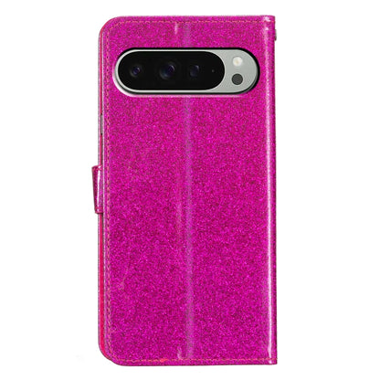 For Google Pixel 9 Pro XL Glitter Powder Flip Leather Phone Case(Rose Red) - Google Cases by buy2fix | Online Shopping UK | buy2fix