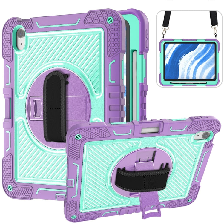 For iPad Air 11 2024 / Air 2022 10.9 360 Degree Rotation PC Contrast Silicone Tablet Case(Purple + Mint Green) - iPad Air 11 2024 Cases by buy2fix | Online Shopping UK | buy2fix