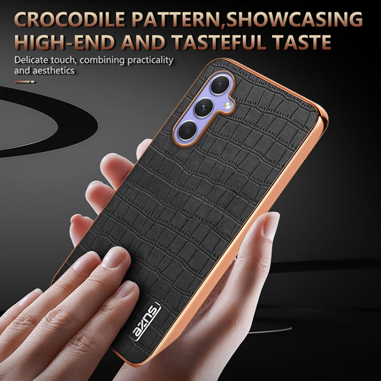 For Samsung Galaxy S23 FE 5G AZNS Electroplated Frame Crocodile Texture Full Coverage Phone Case(Brown) - Galaxy S23 FE 5G Cases by AZNS | Online Shopping UK | buy2fix