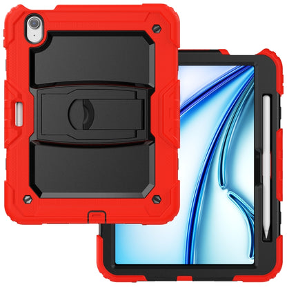 For iPad Air 11 2024 Silicone Hydric PC Tablet Case with Shoulder Strap & Holder(Red) - iPad Air 11 2024 Cases by buy2fix | Online Shopping UK | buy2fix