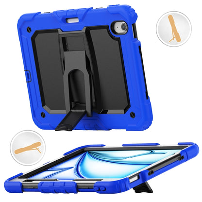 For iPad Air 11 2024 Silicone Hydric PC Tablet Case with Shoulder Strap & Holder(Blue) - iPad Air 11 2024 Cases by buy2fix | Online Shopping UK | buy2fix