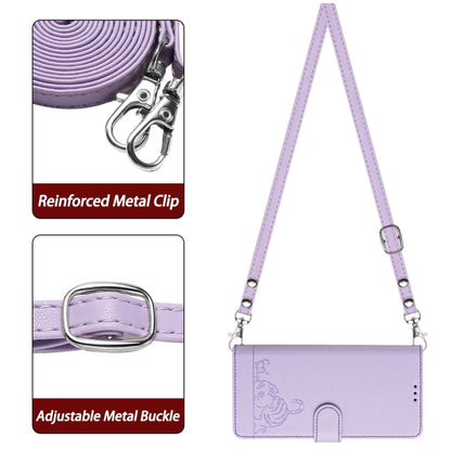 For Blackview Wave 6C Cat Rat Embossed Pattern RFID Leather Phone Case with Lanyard(Purple) - More Brand by buy2fix | Online Shopping UK | buy2fix