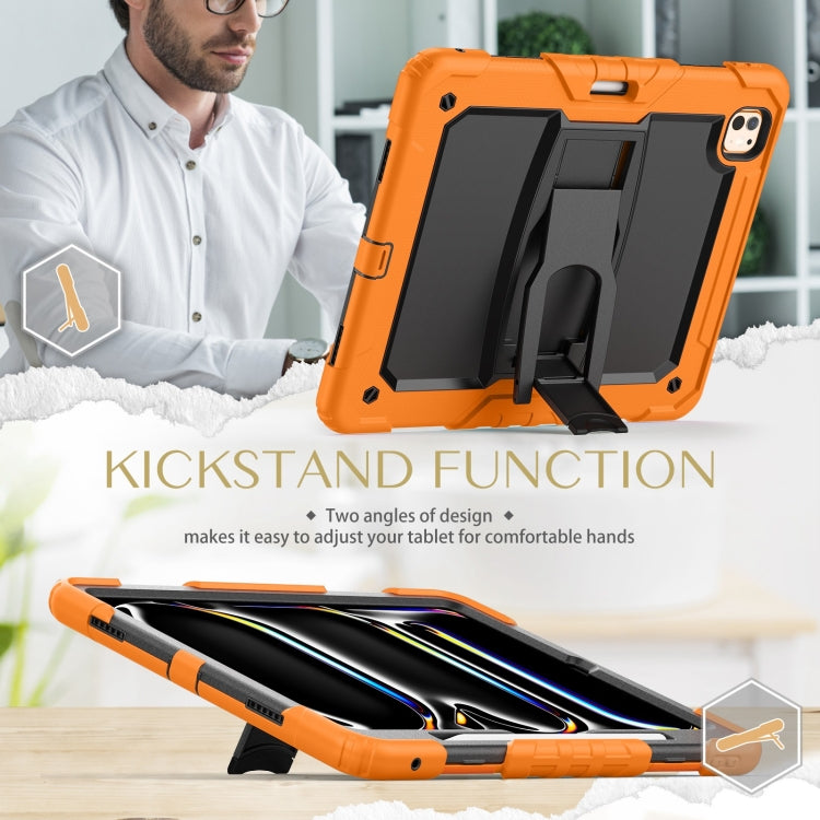 For iPad Pro 13 2024 Silicone Hydric PC Tablet Case with Shoulder Strap & Holder(Orange) - iPad Pro 13 2024 Cases by buy2fix | Online Shopping UK | buy2fix