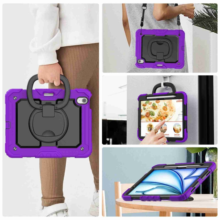 For iPad Air 11 2024 Handle Silicone Hydric PC Tablet Case with Shoulder Strap(Purple) - iPad Air 11 2024 Cases by buy2fix | Online Shopping UK | buy2fix