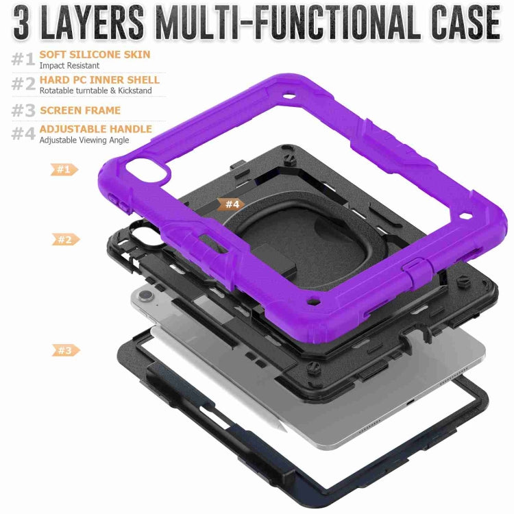 For iPad Air 11 2024 Handle Silicone Hydric PC Tablet Case with Shoulder Strap(Purple) - iPad Air 11 2024 Cases by buy2fix | Online Shopping UK | buy2fix