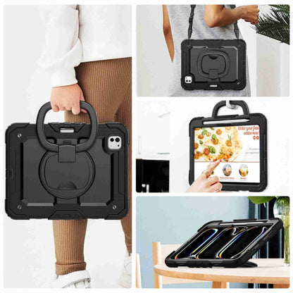 For iPad Pro 11 2024 Handle Silicone Hydric PC Tablet Case with Shoulder Strap(Black) - iPad Pro 11 2024 Cases by buy2fix | Online Shopping UK | buy2fix