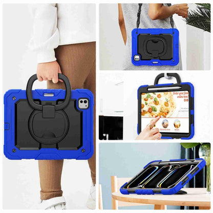 For iPad Pro 11 2024 Handle Silicone Hydric PC Tablet Case with Shoulder Strap(Dark Blue) - iPad Pro 11 2024 Cases by buy2fix | Online Shopping UK | buy2fix