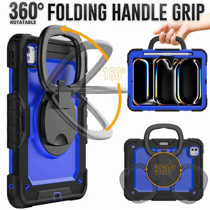 For iPad Pro 11 2024 Handle Silicone Hydric PC Tablet Case with Shoulder Strap(Dark Blue PC) - iPad Pro 11 2024 Cases by buy2fix | Online Shopping UK | buy2fix