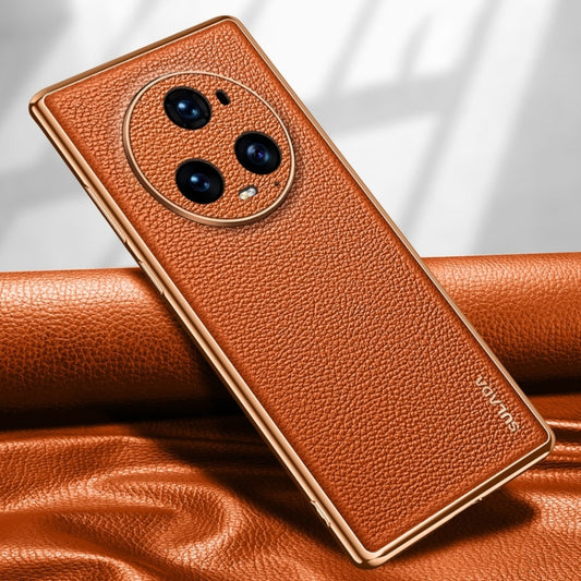 For Honor Magic5 Pro SULADA TPU + Litchi Texture Leather Phone Case(Orange) - Honor Cases by SULADA | Online Shopping UK | buy2fix