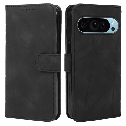 For Google Pixel 9 Pro XL Skin Feel Geometric Lines Leather Phone Case(Black) - Google Cases by buy2fix | Online Shopping UK | buy2fix