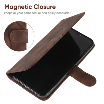 For Google Pixel 9 Pro XL Skin Feel Geometric Lines Leather Phone Case(Brown) - Google Cases by buy2fix | Online Shopping UK | buy2fix