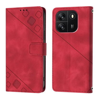 For Blackview Wave 6C Skin Feel Embossed Leather Phone Case(Red) - More Brand by buy2fix | Online Shopping UK | buy2fix