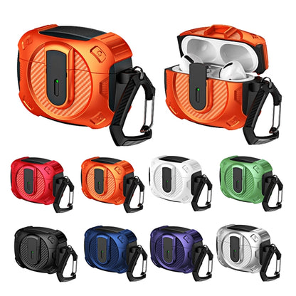 For AirPods 2 / 1 Lock Shockproof Bluetooth Earphone Protective Case(Black Orange) - For AirPods 1/2 by buy2fix | Online Shopping UK | buy2fix