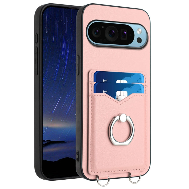 For Google Pixel 9 / 9 Pro R20 Ring Card Holder Phone Case(Pink) - Google Cases by buy2fix | Online Shopping UK | buy2fix