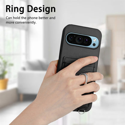 For Google Pixel 9 / 9 Pro R20 Ring Card Holder Phone Case(Black) - Google Cases by buy2fix | Online Shopping UK | buy2fix