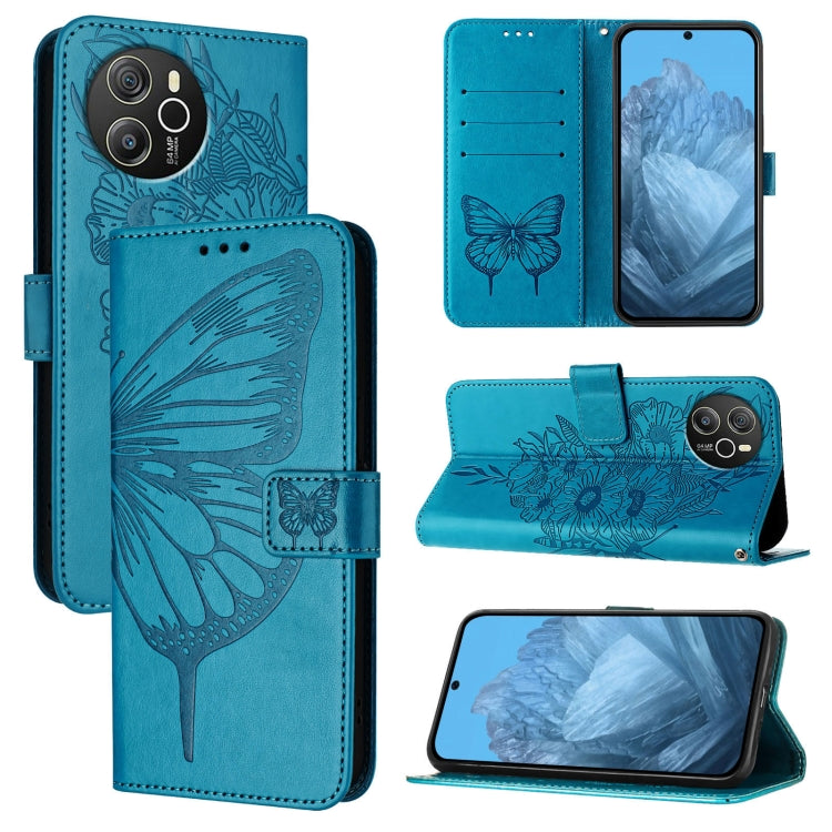 For Blackview Shark 8 Embossed Butterfly Leather Phone Case(Blue) - More Brand by buy2fix | Online Shopping UK | buy2fix