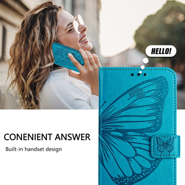 For Blackview Color 8 Embossed Butterfly Leather Phone Case(Blue) - More Brand by buy2fix | Online Shopping UK | buy2fix