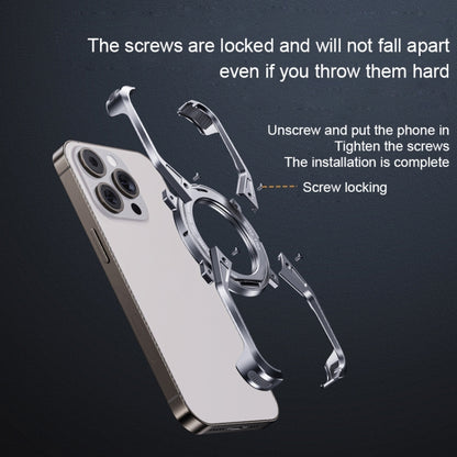 For iPhone 13 / 14 / 15 Aluminum Alloy Frameless 360-Degree Rotating Phone Case(Silver) - iPhone 14 Cases by buy2fix | Online Shopping UK | buy2fix