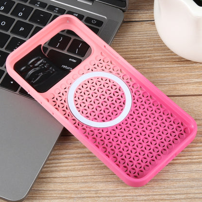 For iPhone 15 Pro Gradient Color Honeycomb Aromatherapy MagSafe Phone Case(Pink+Rose Red) - iPhone 15 Pro Cases by buy2fix | Online Shopping UK | buy2fix