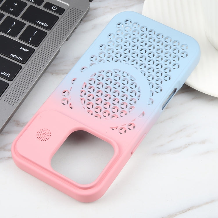 For iPhone 16 Pro Gradient Color Honeycomb Aromatherapy MagSafe Phone Case(Pink Blue) - iPhone 16 Pro Cases by buy2fix | Online Shopping UK | buy2fix