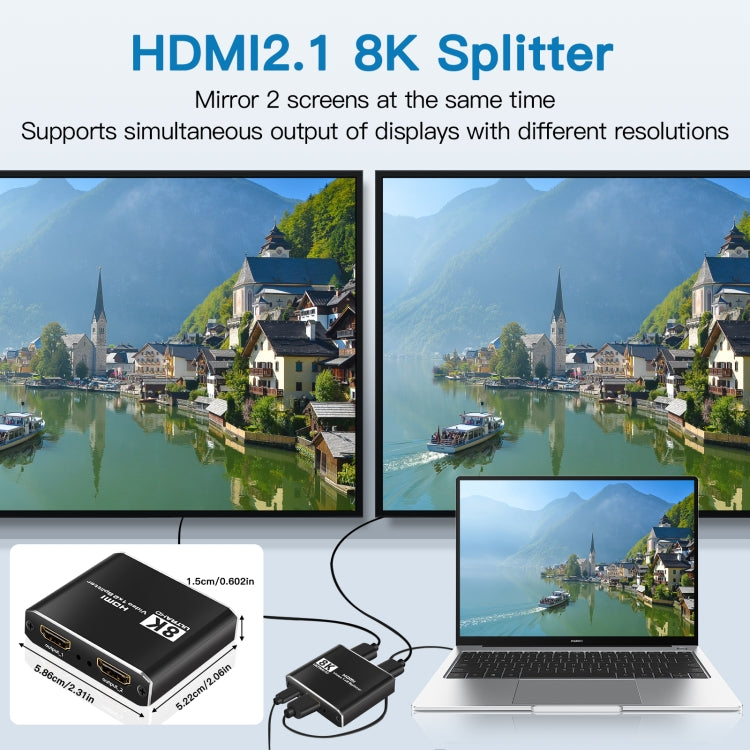 NK-H12 8K UHD 1 In 2 Out HDMI Video Splitter Converter - Splitter by buy2fix | Online Shopping UK | buy2fix