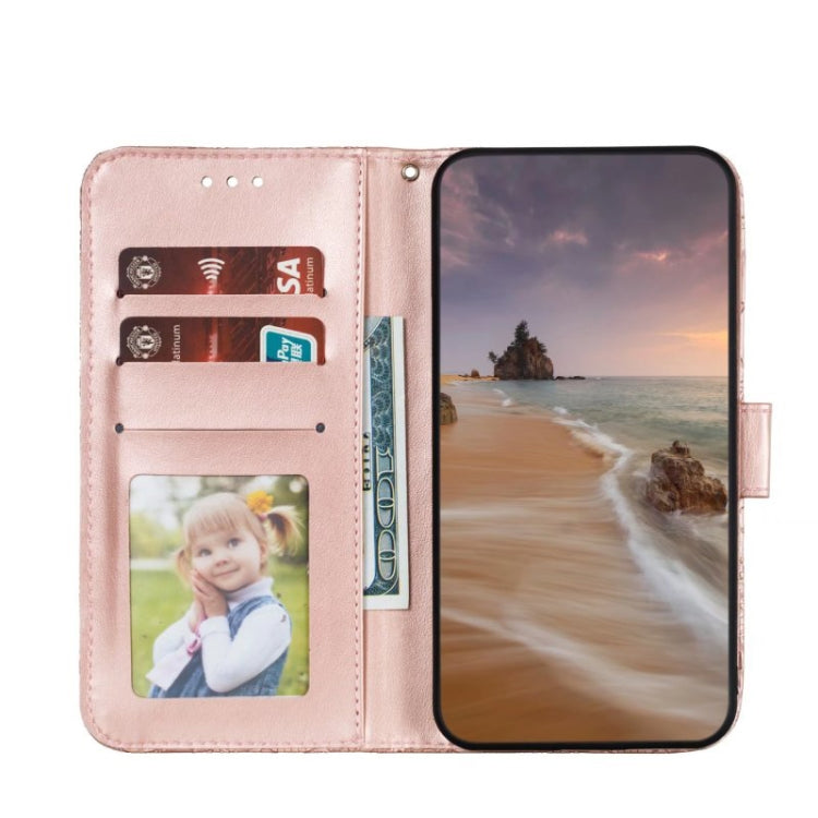 For Google Pixel 9 Lace Flower Embossing Flip Leather Phone Case(Rose Gold) - Google Cases by buy2fix | Online Shopping UK | buy2fix