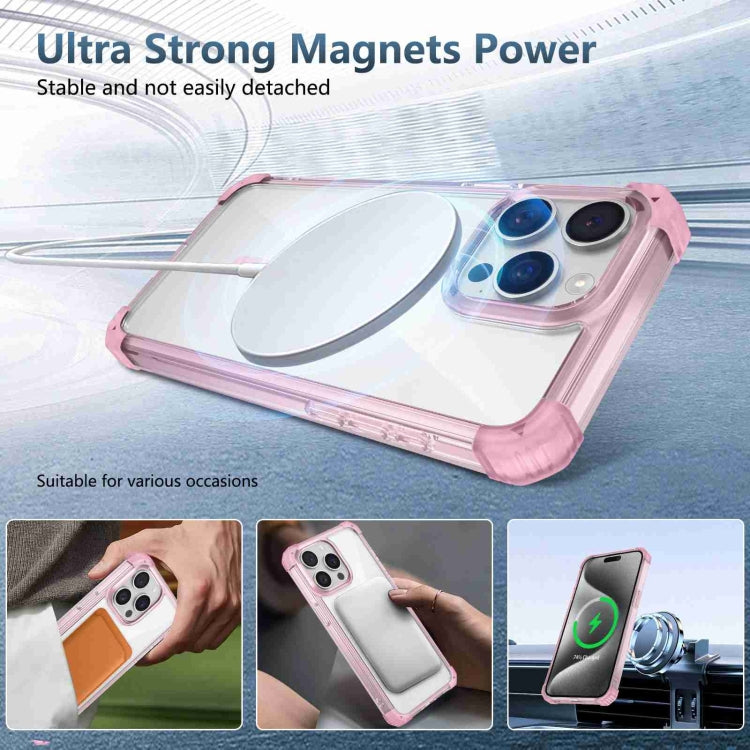 For iPhone 15 Pro Max Transparent MagSafe Magnetic Phone Case(Pink) - iPhone 15 Pro Max Cases by buy2fix | Online Shopping UK | buy2fix