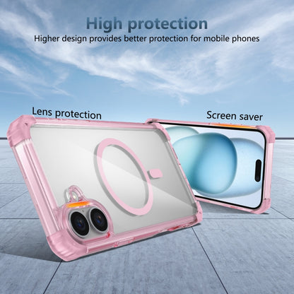 For iPhone 16 Plus Transparent MagSafe Magnetic Phone Case(Pink) - iPhone 16 Plus Cases by buy2fix | Online Shopping UK | buy2fix