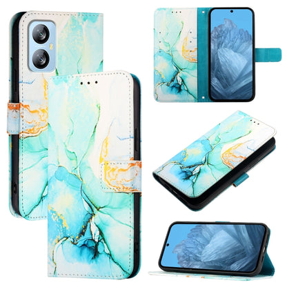 For Blackview A52 PT003 Marble Pattern Flip Leather Phone Case(Green) - More Brand by buy2fix | Online Shopping UK | buy2fix