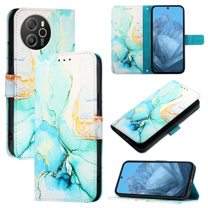 For Blackview Shark 8 PT003 Marble Pattern Flip Leather Phone Case(Green) - More Brand by buy2fix | Online Shopping UK | buy2fix