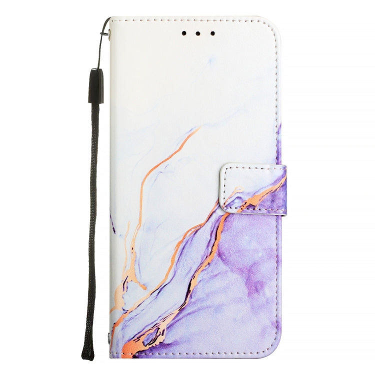 For Blackview Wave 6C PT003 Marble Pattern Flip Leather Phone Case(White Purple) - More Brand by buy2fix | Online Shopping UK | buy2fix