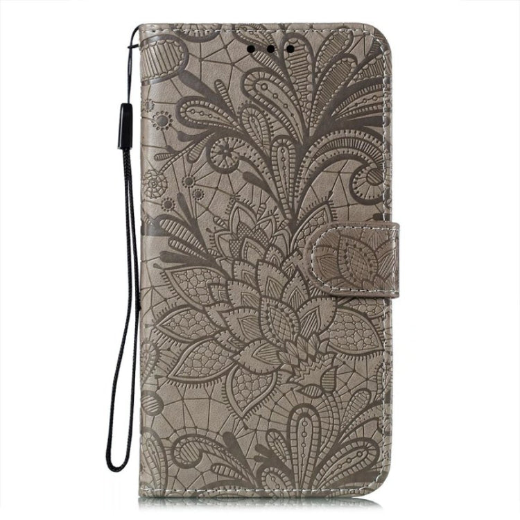 For Motorola Moto G Play 2024 Lace Flower Embossing Flip Leather Phone Case(Grey) - Motorola Cases by buy2fix | Online Shopping UK | buy2fix