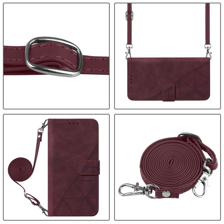 For Blackview Color 8 Crossbody 3D Embossed Flip Leather Phone Case(Wine Red) - More Brand by buy2fix | Online Shopping UK | buy2fix