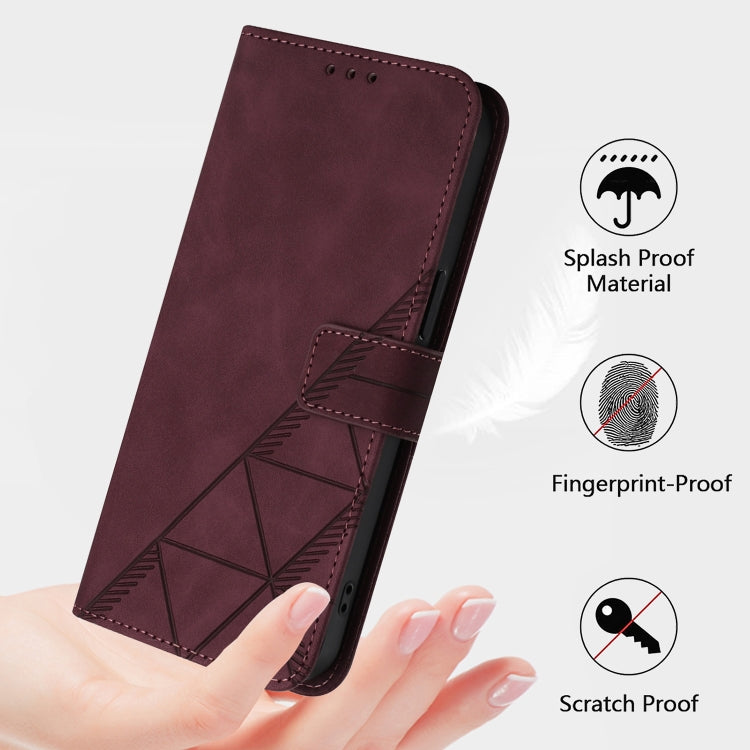 For Blackview Color 8 Crossbody 3D Embossed Flip Leather Phone Case(Wine Red) - More Brand by buy2fix | Online Shopping UK | buy2fix