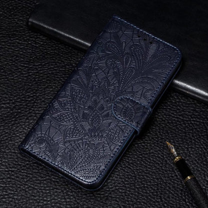 For OnePlus 12 Lace Flower Embossing Flip Leather Phone Case(Dark Blue) - OnePlus Cases by buy2fix | Online Shopping UK | buy2fix