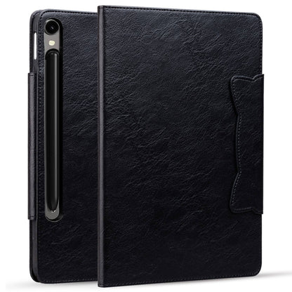 For Samsung Galaxy Tab S9 FE / S9 / S8 / S7 Cat Buckle Leather Smart Tablet Case(Black) - Galaxy Tab S9 Cases by buy2fix | Online Shopping UK | buy2fix