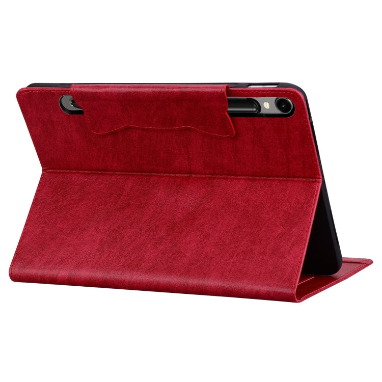 For Samsung Galaxy Tab S9 FE / S9 / S8 / S7 Cat Buckle Leather Smart Tablet Case(Red) - Galaxy Tab S9 Cases by buy2fix | Online Shopping UK | buy2fix