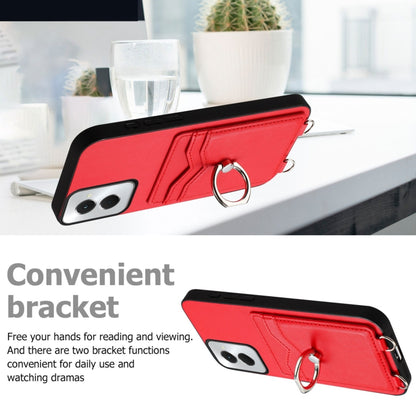 For Motorola Moto G Power 5G 2024 R20 Crossbody Rope Ring Card Holder Phone Case(Red) - Motorola Cases by buy2fix | Online Shopping UK | buy2fix