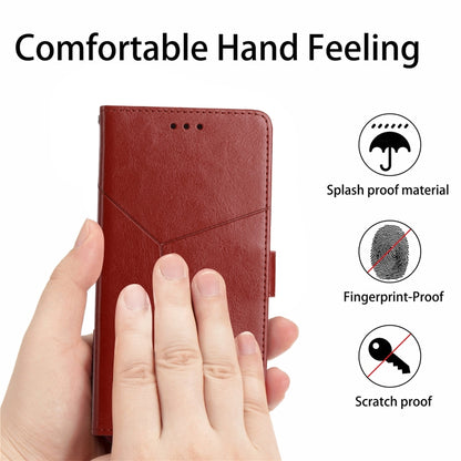 For Samsung Galaxy S25+ 5G Y-shaped Pattern Flip Leather Phone Case(Brown) - Galaxy S25+ 5G Cases by buy2fix | Online Shopping UK | buy2fix