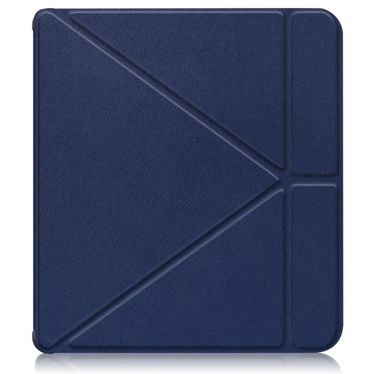 For Kobo Libra Colour 2024 Solid Color Deformation TPU Leather Smart Tablet Case(Dark Blue) - Others by buy2fix | Online Shopping UK | buy2fix