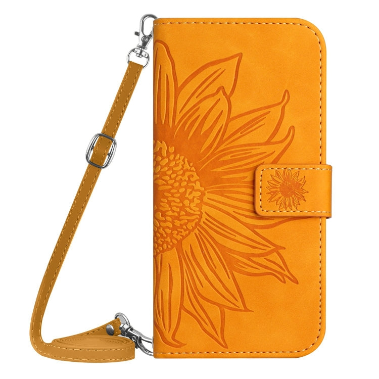 For Samsung Galaxy S25 5G Skin Feel Sun Flower Embossed Flip Leather Phone Case with Lanyard(Yellow) - Galaxy S25 5G Cases by buy2fix | Online Shopping UK | buy2fix