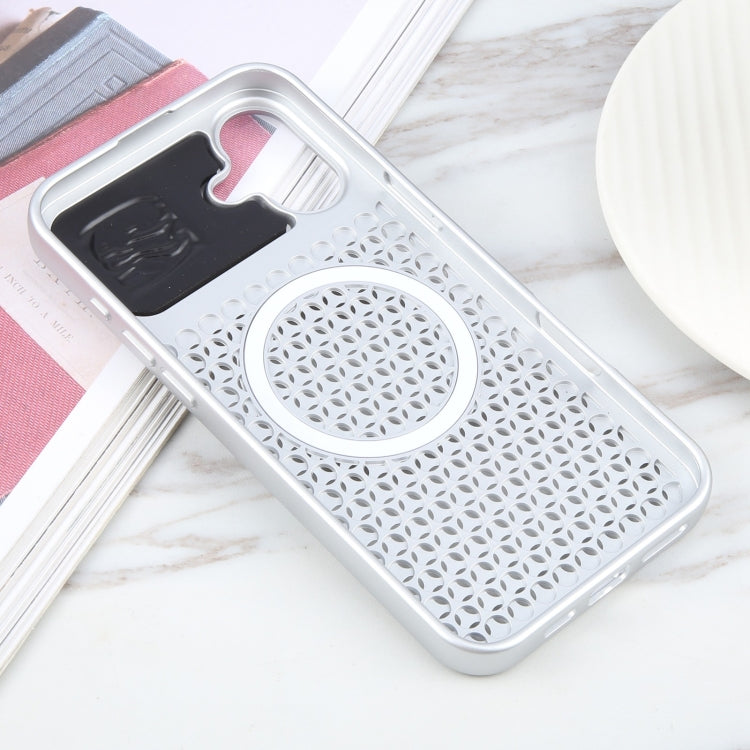 For iPhone 16 Plus Pure Color Honeycomb Aromatherapy MagSafe Phone Case(Silver) - iPhone 16 Plus Cases by buy2fix | Online Shopping UK | buy2fix