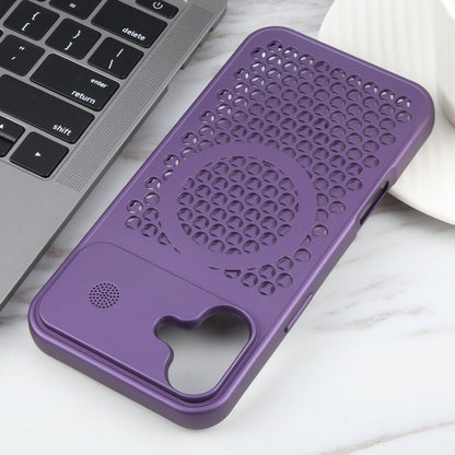 For iPhone 16 Pure Color Honeycomb Aromatherapy MagSafe Phone Case(Purple) - iPhone 16 Cases by buy2fix | Online Shopping UK | buy2fix