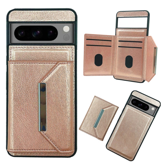 For Google Pixel 9 Pro XL Solid Color Metal Buckle Card Slots Bag Phone Case(Rose Gold) - Google Cases by buy2fix | Online Shopping UK | buy2fix