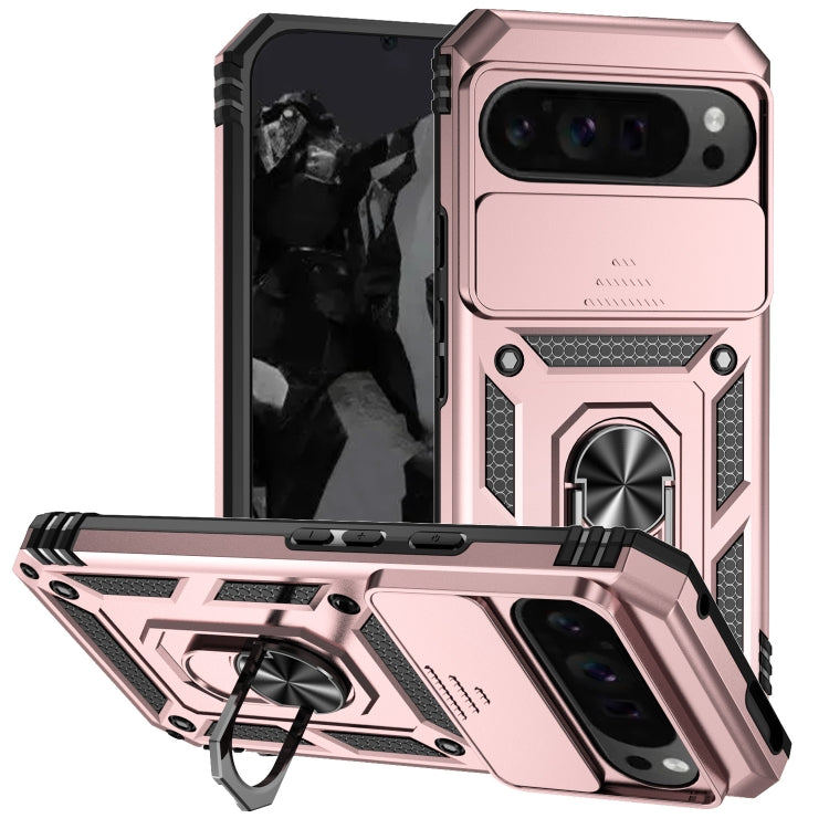 For Google Pixel 9 Pro Sliding Camshield Holder Phone Case(Rose Gold) - Google Cases by buy2fix | Online Shopping UK | buy2fix