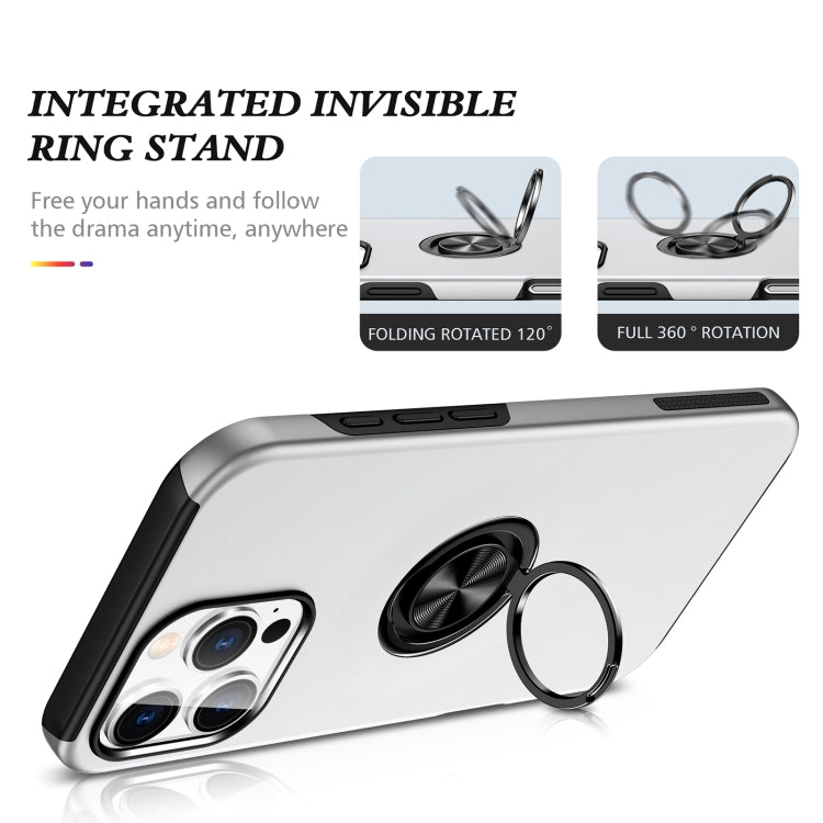 For iPhone 16 Plus Magnetic Ring Holder Phone Case(Silver) - iPhone 16 Plus Cases by buy2fix | Online Shopping UK | buy2fix