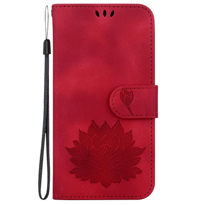 For iPhone 16 Pro Lotus Embossed Leather Phone Case(Red) - iPhone 16 Pro Cases by buy2fix | Online Shopping UK | buy2fix