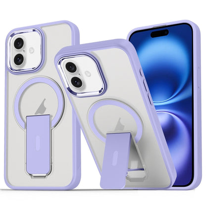 For iPhone 16 Plus Acrylic Hybrid TPU MagSafe Holder Phone Case(Lavender Purple) - iPhone 16 Plus Cases by buy2fix | Online Shopping UK | buy2fix