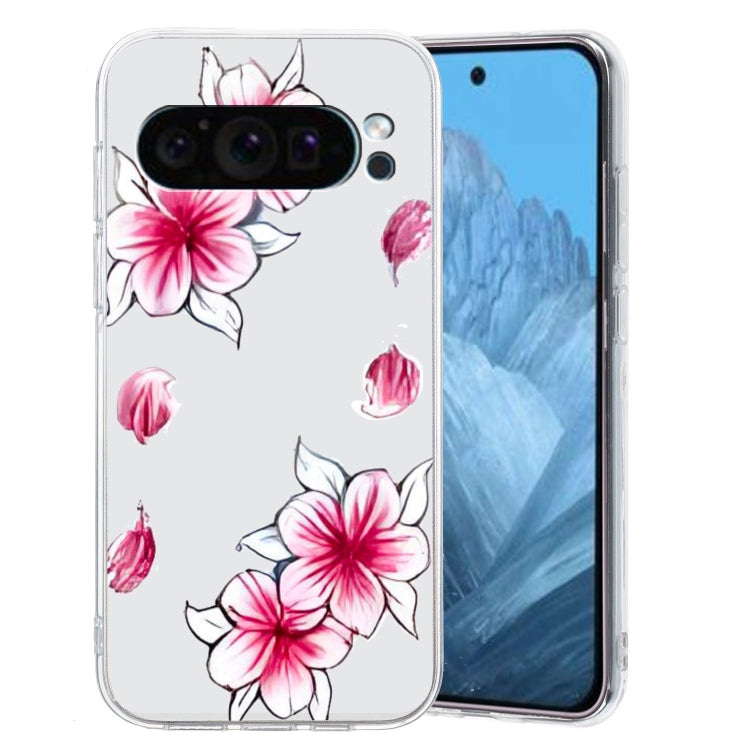 For Google Pixel 9 Pro Colored Drawing Pattern Transparent TPU Phone Case(Sakura) - Google Cases by buy2fix | Online Shopping UK | buy2fix