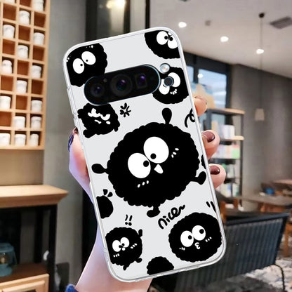 For Google Pixel 9 Pro Colored Drawing Pattern Transparent TPU Phone Case(Black Eye) - Google Cases by buy2fix | Online Shopping UK | buy2fix